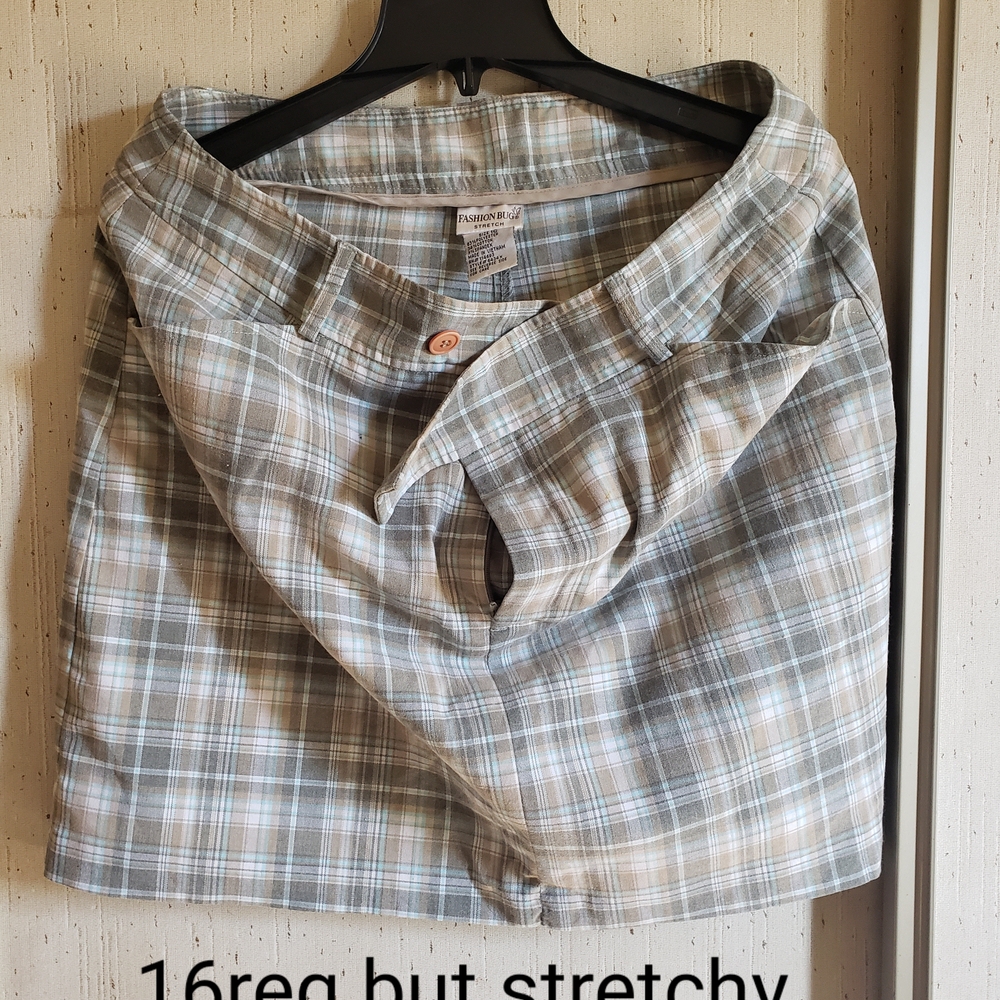 Fashion Bug Plaid Skort - Gray and Tan
